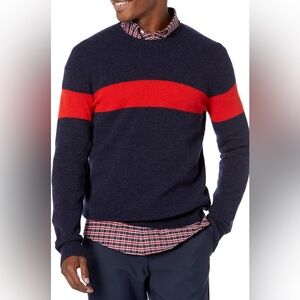 Brooks Brothers Lambswool Crewneck Chest Striped Sweater